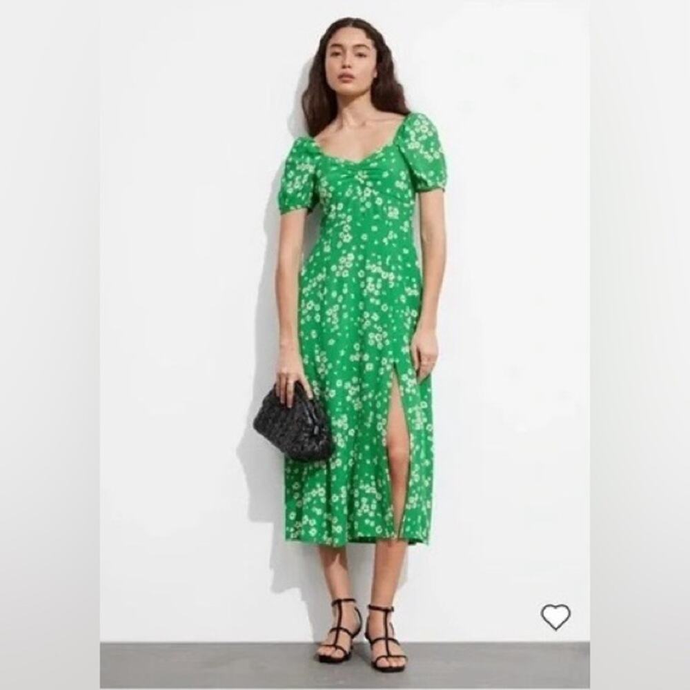 & Other Stories Green Floral Puff Sleeve Midi Dress *NWT*
